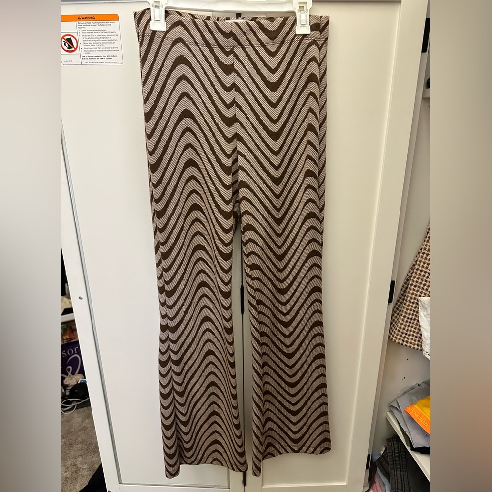 Brown Zigzag Patterned Women's Pants